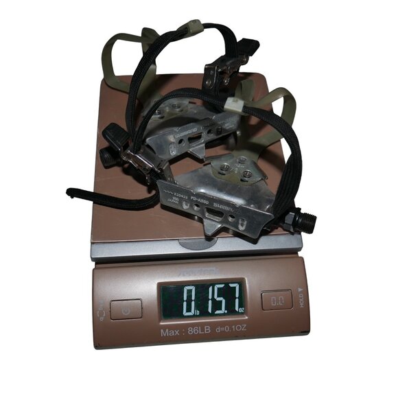 Vintage Shimano PD-A550 Pedals Set with Toe Clips and Straps 9/16" Pair Japan - Picture 12 of 13